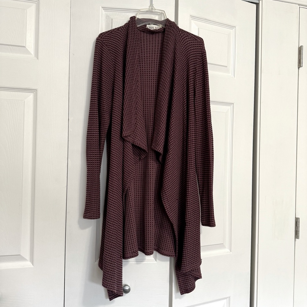 Women's Burgundy Open Front Cardigan